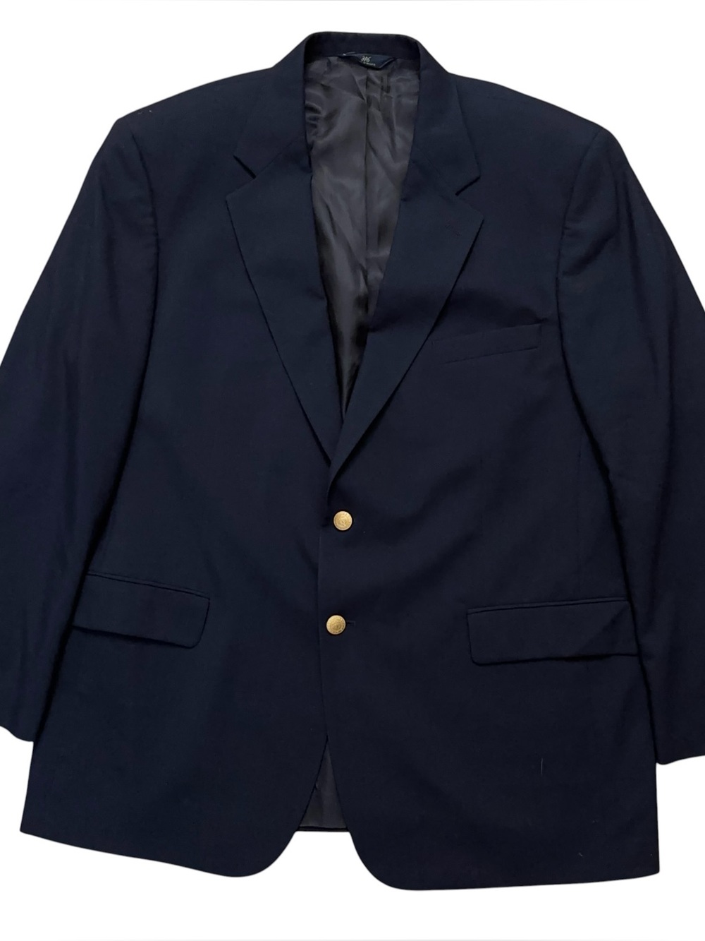 Brooks Brothers 346 Blazer Jacket 45R Wool Golden Button Constructured Blue VTG
